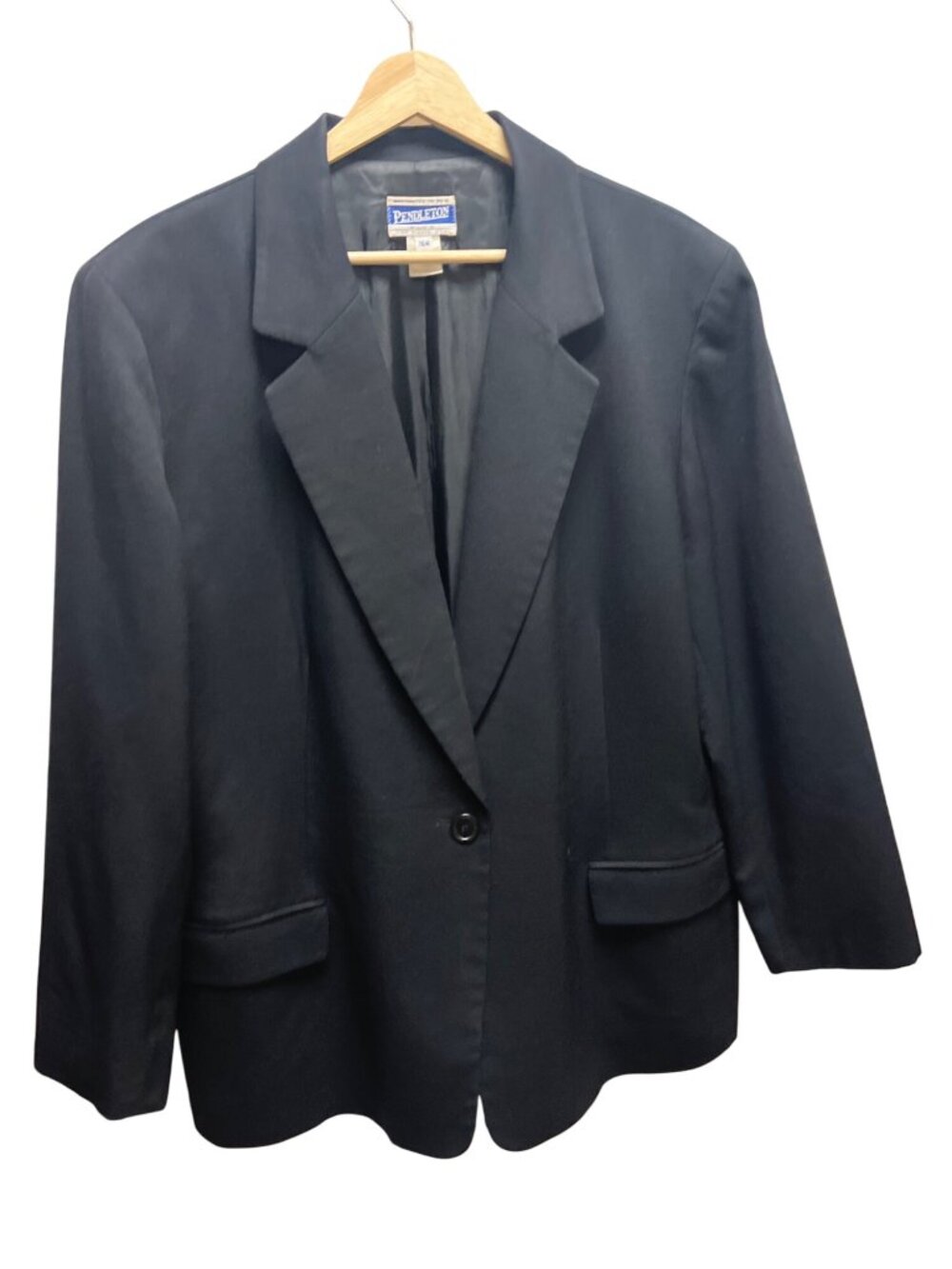 Pendleton Vintage 90's Black Wool Classic Tailored Blazer Size 16W